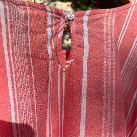 ROSE CORAL WHITE STRIPE LONG BELL SLEEVE KNOTTED BLOUSE SIZE XL - Picture 8 of 9